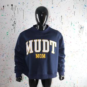 Sudadera MUDT MOM Azul Marino con Cuello Alto, 100% Blanca, con Apliques Bordados, Cuello Ancho, info.clushsports - Product Image 1