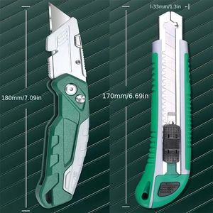 Set di 2 coltelli multiuso retrattili con 5 lame, manico pieghevole in plastica PTR, blocco di sicurezza e custodia per lame integrata - Product Image 6
