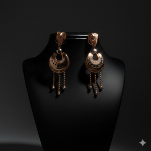 Ensemble collier et boucles d'oreilles en or rose massif 18 carats avec diamants véritables - Ensemble de bijoux de mariée en diamants naturels - Product Image 2