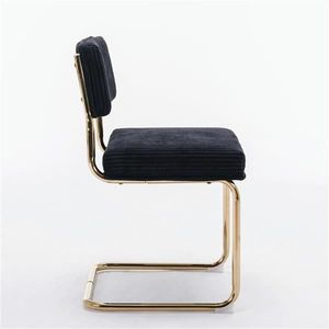 Modern Corduroy Fabric <b>Dining</b> <b>Chairs</b> Gold Metal Base Armless Kitchen Side <b>Chairs</b> with Channel Tufting Furniture Accessory - Product Image 4