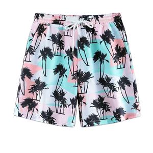 Pantalones cortos de cintura con cordón y estampado tropical para hombre, pantalones cortos informales con estampado de vacaciones Vibes Beach - Product Image 1