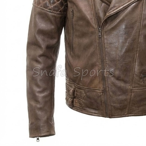 Veste en cuir pour homme, coupe ajustée, style motard, qualité supérieure, tenue d'hiver, design streetwear moderne - Product Image 4