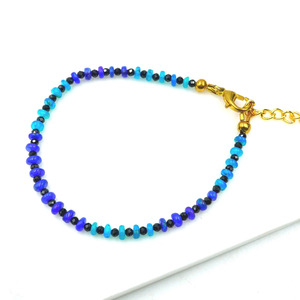 HAYAAT GEMS Natural Blue Ethiopian Opal <b>Beaded</b> <b>Bracelet</b> Black Onyx 18K <b>Gold</b> Plated Bohemia Style Unisex Jewelry | October - Product Image 4