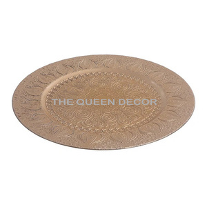 Super Quality Hammered Texture Round Shape Stainless Steel Metal Use Hotel Restaurant Kitchen Table Charger <b>Plates</b> - Product Image 4