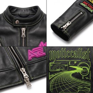 Chaqueta de Cuero para Hombre Estilo Cafe Racer, Personalizada, de Piel de Caballo, Estilo Maximalista Y2K, Chaqueta de Motero, Fabricante OEM - Product Image 4