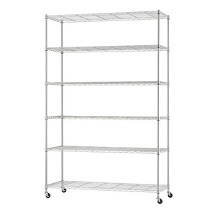 Étagère de rangement de cuisine en acier inoxydable argenté de luxe, 6 niveaux, organisateur multi-usages pour assiettes, bols, ustensiles à prix avantageux - Product Image 2