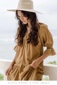 Robe courte à volants en coton pour femmes |   Robe longue ample style bohème |   Robe de soirée vintage anti-plis éco-responsable à épaules tombantes | - Product Image 5