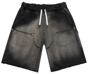 <b>Men's</b> Black Washed Denim Shorts with Skeleton Bone Print <b>Drawstring</b> Waist Casual Streetwear <b>Jean</b> Short, Relaxed Fit Summer Short - Product Image 3
