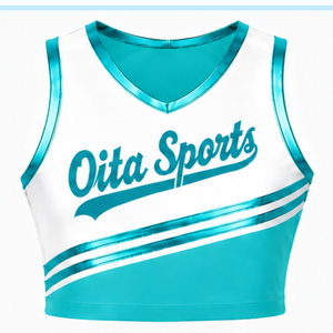 Débardeur de cheerleading turquoise sans manches, coupe courte, léger, respirant, pour entraînement d'équipe, vêtement de sport athlétique - Product Image 1