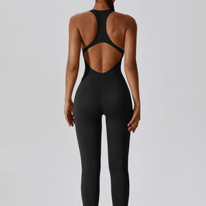 Conjuntos de verano para mujer, conjuntos de yoga sin mangas personalizados de una pieza, conjuntos deportivos sin espalda para mujer, mono deportivo de una pieza para gimnasio para mujer - Product Image 3