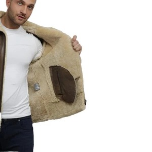 Men's Brown <b>Sheepskin</b> Flying <b>Jacket</b> - Product Image 4