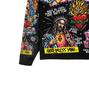 <b>Men's</b> Long Sleeve T-Shirt With Religious Print Regular Fit O-Neck Casual Style Knitted Polyester - Product Image 4