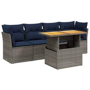 Ensemble de canapés de patio en polyrotin gris 5 places, mobilier d'extérieur durable au design contemporain, style banc moderne - Product Image 4