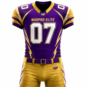 Uniforme de football américain pour hommes WARPRO Elite, maillot sublimé à col en V, manches courtes, ajusté, évacuant l'humidité, toutes saisons - Product Image 2