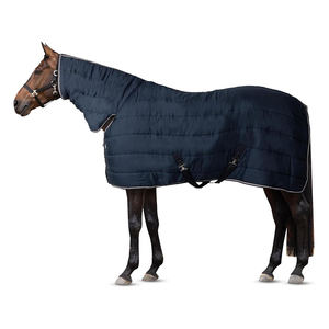 Couverture de cheval d'intérieur personnalisée en tissu 600D de poids moyen |   Linge de lit imperméable combiné avec protège-cou |   Tapis stable de 72 pouces - Product Image 1