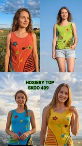 New Design Stylish Fancy Women's Anti Shrink Knitted Short V-neck Tank <b>Top</b> Ribbons <b>Silk</b> Rayon Bohemian Style Casual Digital SK - Product Image 4