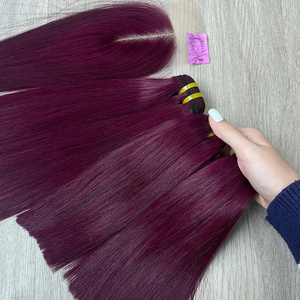 Extensions de cheveux humains de qualité supérieure 100% vierges vietnamiennes couleur bordeaux foncé, super double drawn, prix d'usine - Product Image 1
