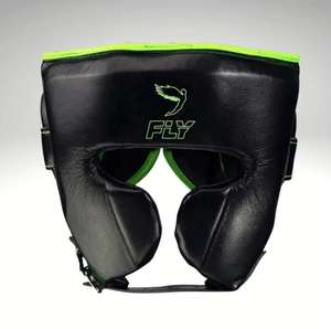 ชุดอุปกรณ์ชกมวยหนังแท้แบบมืออาชีพใหม่เอี่ยม พร้อมชุดป้องกันศีรษะและอวัยวะเพศ สีดำ-เขียวนีออน ผลิตในปากีสถาน - Product Image 6