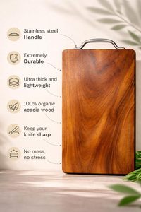 <b>Wooden</b> Rectangle Chopping Board With Handle Anti Slip Kitchen Cutting Block Single <b>Piece</b> - Product Image 6