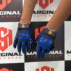 Custom Logo American Football Receiver Gloves Non-Slip Silicone Palm Hand Grips Full Finger <b>Adjustable</b> Wrist <b>Strap</b> Hook Sports - Product Image 1