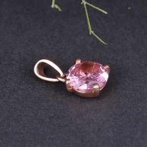 Collier pendentif solitaire en zircon cubique rose plaqué or rose, naturel et tendance, pour femme, bijou classique, pour adultes - Product Image 3