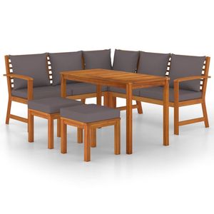 Ensemble de salle à manger modulaire pour patio, 6 pièces, meubles de jardin en bois d'acacia massif naturel - Product Image 2