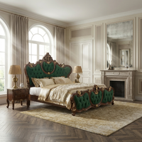 Lit baroque européen de luxe, cadre de lit en bois massif sculpté, taille king, meubles de chambre classiques antiques, fabrication sur mesure OEM
