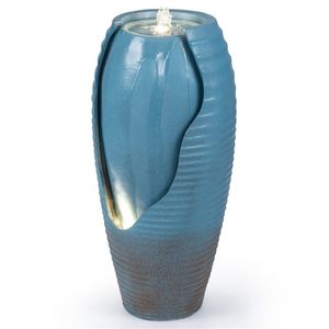 Fontana d'acqua da esterno in resina con effetto vaso screpolato e illuminazione LED, 16x32 pollici, per patio - Product Image 4