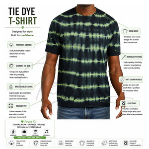 เสื้อยืดผู้ชายคุณภาพสูง ลายมัดย้อม ผ้าฝ้าย 100% เนื้อหนา ทรงปกติ ระบายอากาศได้ดี แห้งเร็ว สกรีนโลโก้ด้านหน้าได้ตามต้องการ สไตล์ลำลอง - Product Image 6