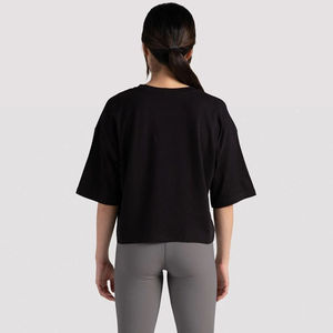 Top Corto de Punto para Mujer, Cuello Redondo, Manga Corta, Color Blanco Sólido, Corte Holgado, Estilo Minimalista, Transpirable, para Todas las Temporadas - Product Image 4