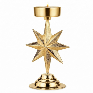 Support de Bougie de Noël Étoile Dorée en Métal Premium pour Centre de Table de Noël et Décoration Hivernale - Product Image 1