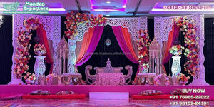 Western Wedding Reception Stage Setup Affordable White Theme <b>Engagement</b> Stage <b>Decoration</b> Wedding Reception Stage DecorNewyork - Product Image 4