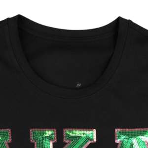 T-shirt décontracté à manches courtes en coton premium pour femme, avec patch de sequins noirs AKA, vêtement de sororité grecque - Product Image 6