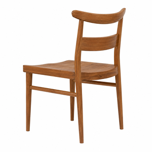 Chaise de salle à manger en teck massif contemporaine et moderne avec dossier incurvé |   Chaise de salle à manger pour hôtel et appartement, écologique, durable et imperméable - Product Image 3
