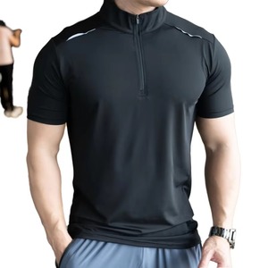 Camisetas Deportivas de Manga Corta para Hombre, 100% Algodón Tejido, Alta Elasticidad, Cierre de Cremallera 1/4, Logotipo Personalizado, Transpirables, de Secado Rápido - Product Image 2