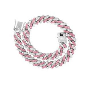 Luxury Pink White <b>Iced</b> Cuban Link Hip Hop <b>Chain</b> for Men Lab Grown Diamond Fashion Statement Jewelry Export Quality - Product Image 3