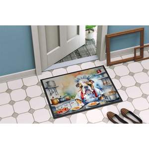 Nouveau bouledogue anglais Chef paillasson antidérapant lavable faible pile 18H X 27W intérieur extérieur tapis d'entrée tapis de porte avant - Product Image 4