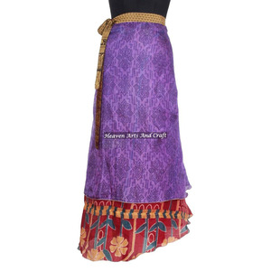 <b>Boho</b> Stylish Multi-Color Silk Saree Wrap <b>Skirts</b> Free Size Comfortable Summer Wear for Women Girls Hippie Style Free Size Gypsy - Product Image 2