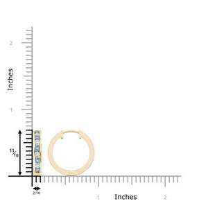 14Kt Yellow Gold Aquamarine Diamond Hoop <b>Earrings</b> Round Channel Set Huggie <b>Earrings</b> <b>Fine</b> March Birthstone Jewelry - Product Image 3