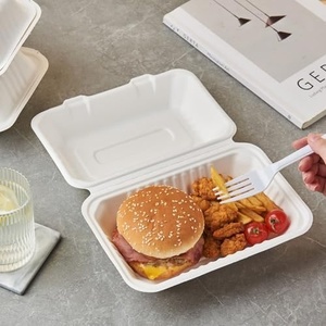 Boîte en bagasse de 9x6 pouces, compatible micro-ondes, pour les déjeuners au bureau et à l'école, boîte repas biodégradable pour l'emballage des aliments chauds et froids - Product Image 5
