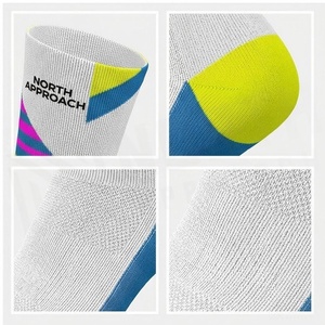 Chaussettes de sport pour cyclistes à motif géométrique bleu et jaune, respirantes, pour adultes, saison estivale - Product Image 4