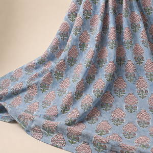 Hand Block Printed Cotton Fabric <b>Set</b> Blue Floral Buta Pattern Soft Breathable Dress Material for Kurta <b>Sewing</b> Home Decor - Product Image 6