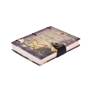 A5 Vintage Handmade Paper <b>Notebook</b> with Metal Lock Cardboard Cover | 100 Pages Inspirational Quote <b>Diary</b> Journal Sketchbook Gift - Product Image 1