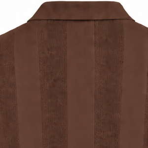 Pull en maille à manches longues pour homme, marron chocolat, motif rayé texturé vertical, poignets côtelés, pull décontracté de qualité supérieure - Product Image 4