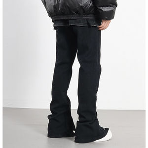 กางเกงวอร์มผู้ชายสไตล์วินเทจผ้าหนาน้ำหนักมาก ซักย้อมสีแบบแอซิดวอช ผ้าฝ้าย 100% ทรงเรียบ ผ้าเฟรนช์เทอร์รี่ เอวยางยืดกลางลำตัว สีเข้ม บริการ OEM - Product Image 5