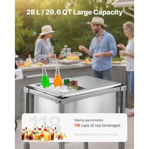 Frigorifero Portatile da Esterno da 29,6 Litri con Ruote, Carrello Refrigerante in Acciaio Inossidabile 20'L x 14'L x 38'H - Product Image 2