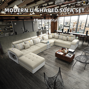 Modern 7 Seats Multi Functional Bed Fabric Designs Lounge Couch <strong>Living</strong> Room Furniture Set <strong>U</strong> Shape Sectional Sofa - Product Image 4