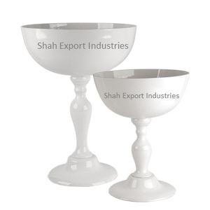 Blanc Lavage Métal Piédestal Bols À Fleurs Vase Parfait pour La Maison De Mariage Fêtes D'anniversaire Décoration Florale Bols À Fleurs - Product Image 1