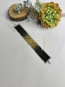 ELEGANT VINTAGE <b>Beaded</b> <b>bracelet</b> Black gold <b>bracelet</b> Loom <b>bracelet</b> <b>Beaded</b> cuff <b>bracelet</b> Ombre <b>bracelet</b> Native <b>beaded</b> <b>bracelet</b> - Product Image 3
