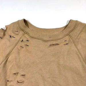 Men's Ripped Knitted <b>Pullover</b> <b>Sweater</b> Solid Color Long Sleeve Crew Neck Winter Polyester/Cotton Slight Stretch - Product Image 2